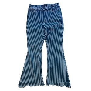 Judy Blue denim white striped‎ super flare womens jeans SIZE 31